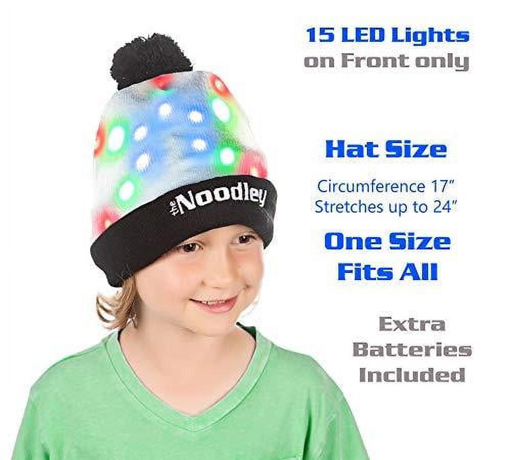 The Noodley LED Beanie with Pom Light Up Toys Halloween Hats for Girls Stocking Stuffers (Pink, One Size)