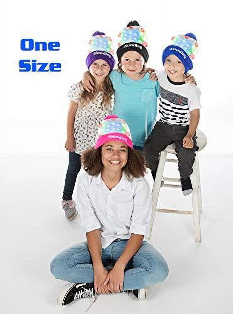 The Noodley LED Beanie with Pom Light Up Toys Halloween Hats for Girls Stocking Stuffers (Pink, One Size)