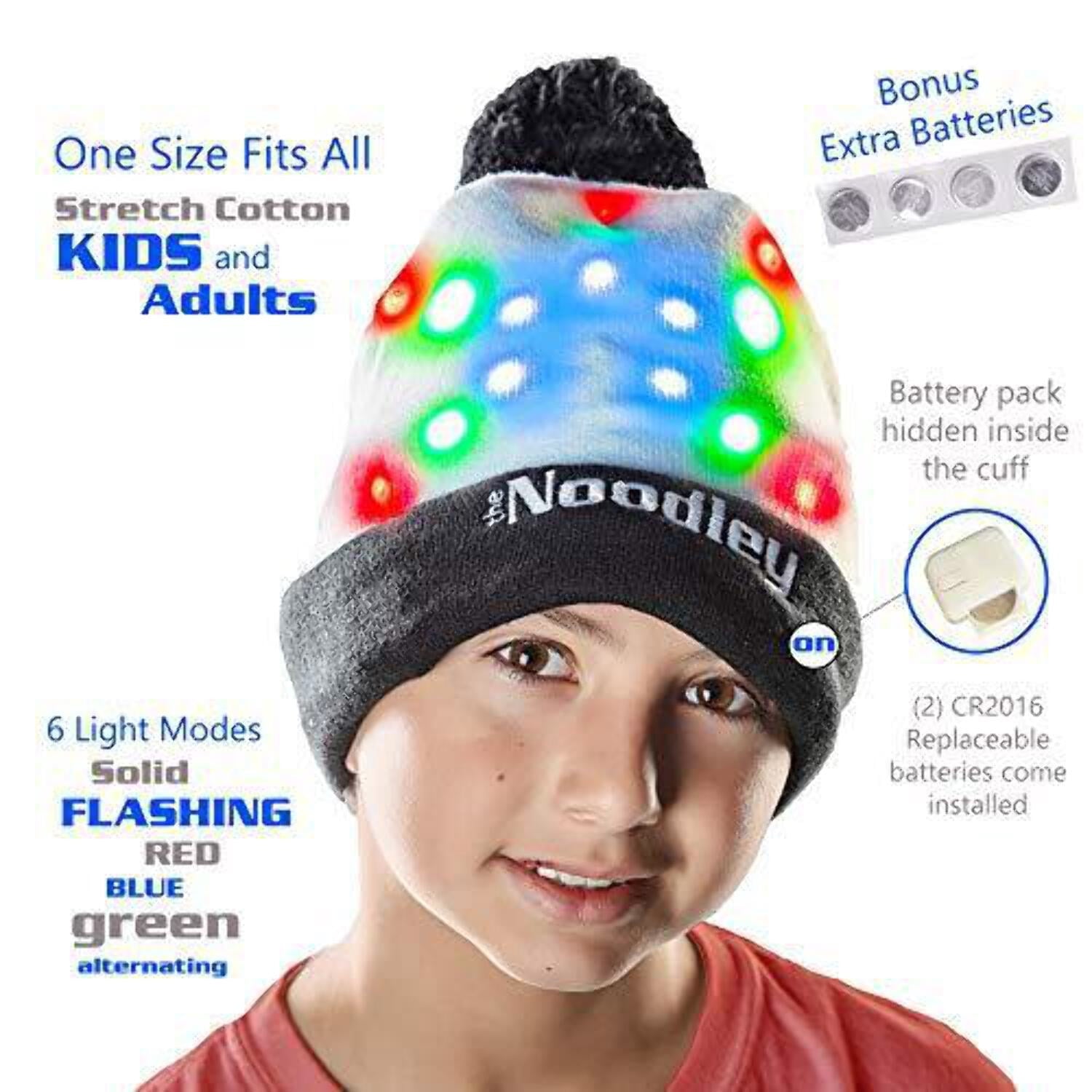 The Noodley LED Beanie with Pom Light Up Toys Halloween Hats for Girls Stocking Stuffers (Pink, One Size)