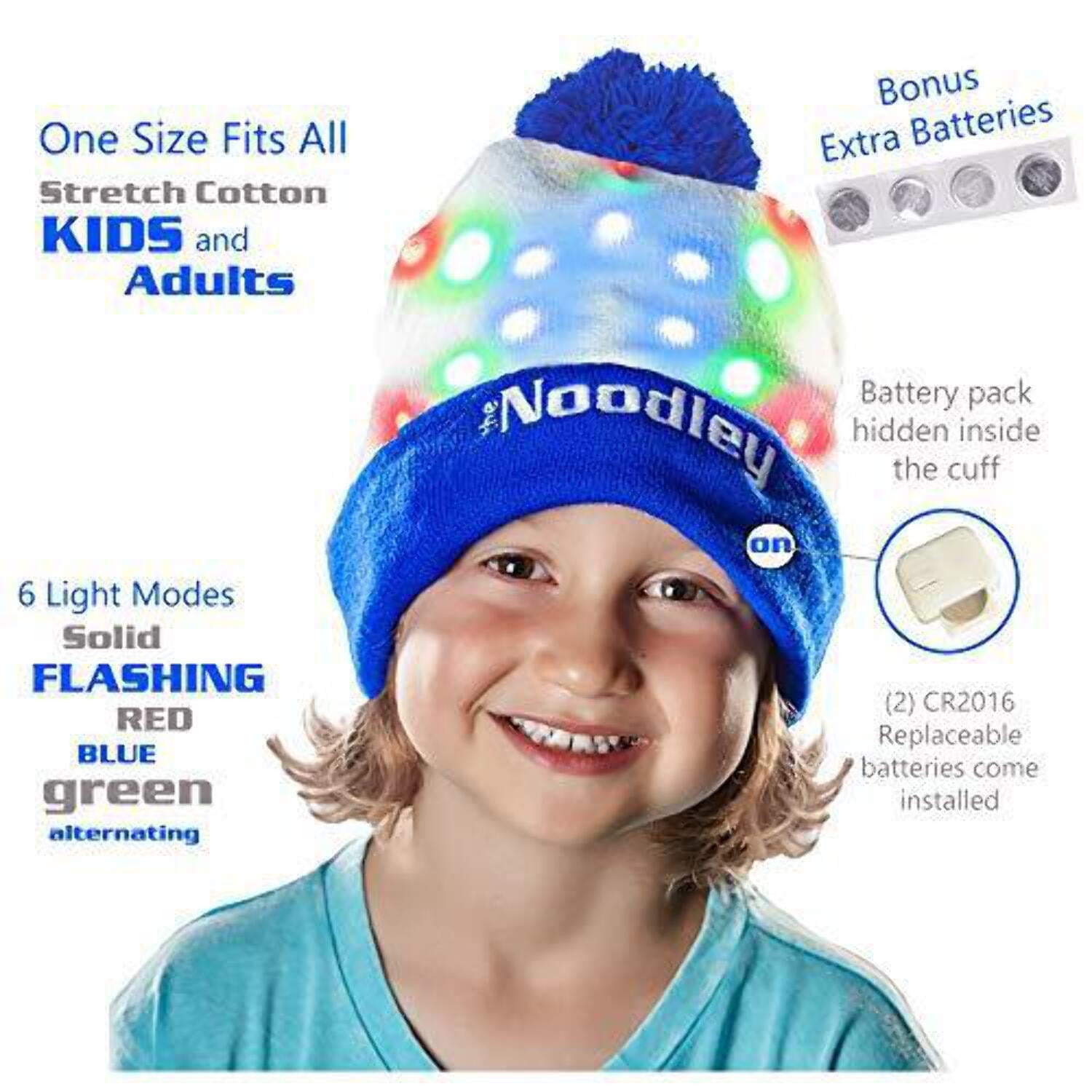 The Noodley LED Beanie with Pom Light Up Toys Halloween Hats for Girls Stocking Stuffers (Pink, One Size)