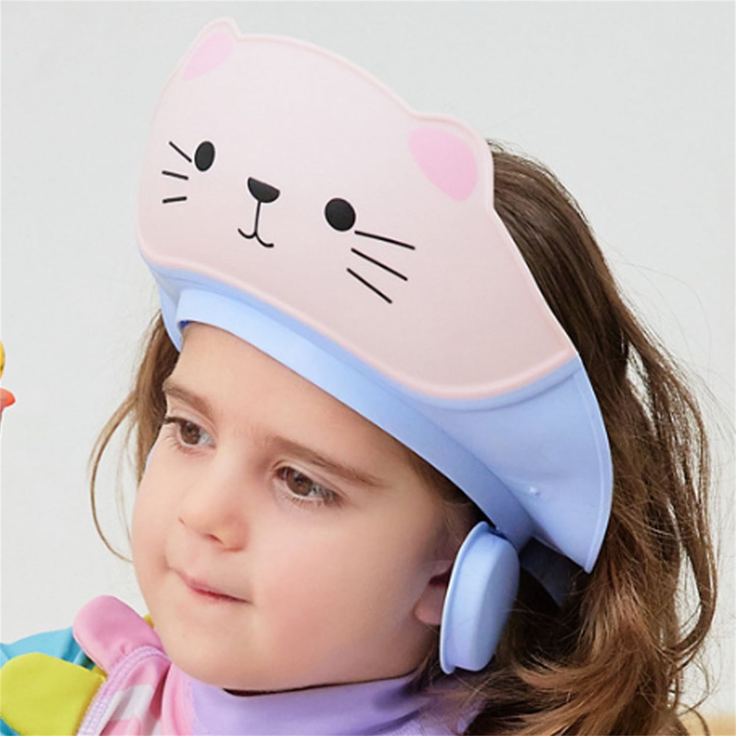 1Pc Baby Shower Cap Shield for Kids Soft Silicone Adjustable 1-10 Years Old Cartoon Cat Shower Cap for Kids Toddler Shower Cap Shield Makes the Kids Bath More Fun