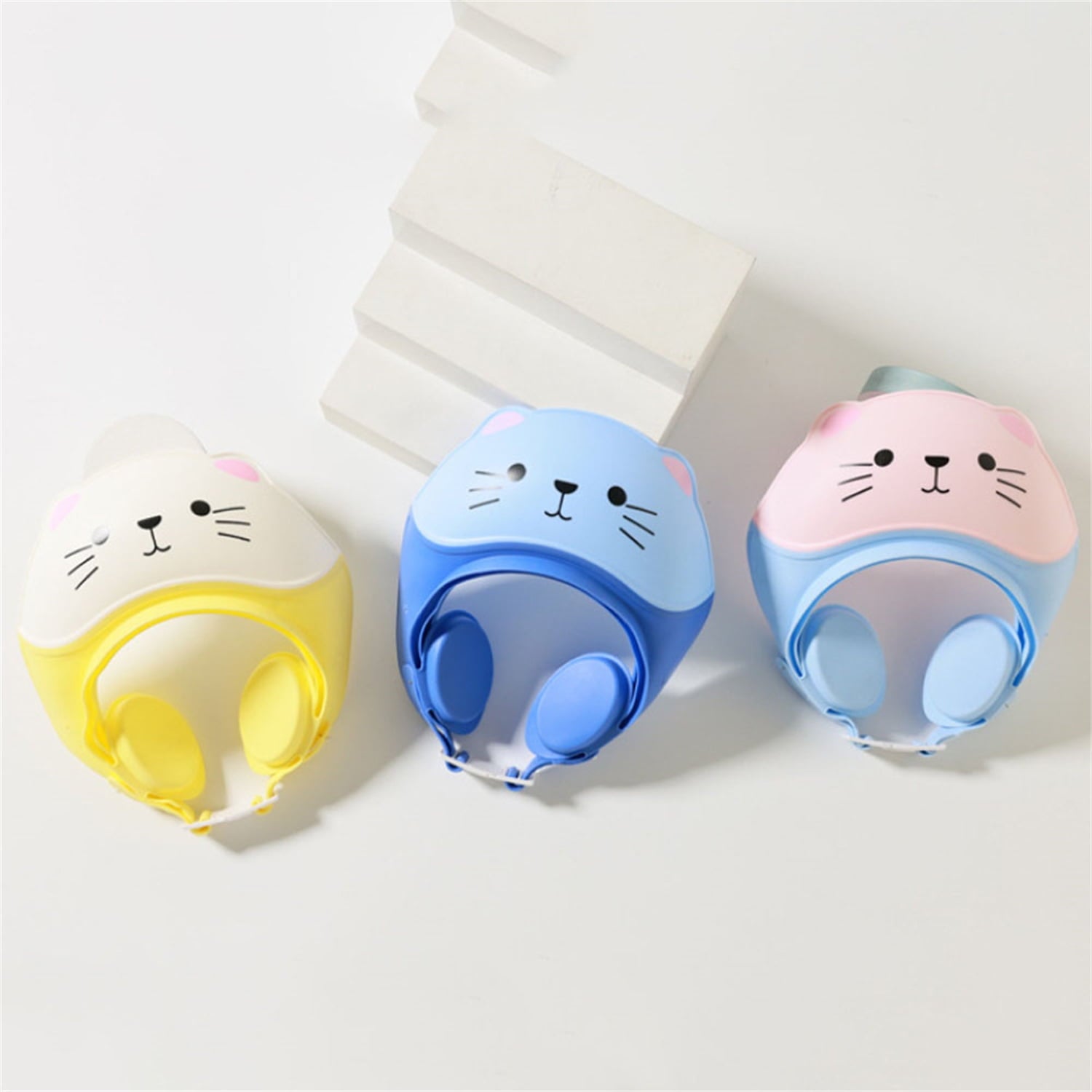 1Pc Baby Shower Cap Shield for Kids Soft Silicone Adjustable 1-10 Years Old Cartoon Cat Shower Cap for Kids Toddler Shower Cap Shield Makes the Kids Bath More Fun