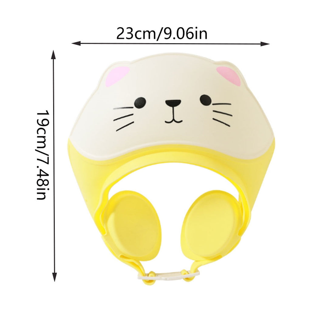 1Pc Baby Shower Cap Shield for Kids Soft Silicone Adjustable 1-10 Years Old Cartoon Cat Shower Cap for Kids Toddler Shower Cap Shield Makes the Kids Bath More Fun