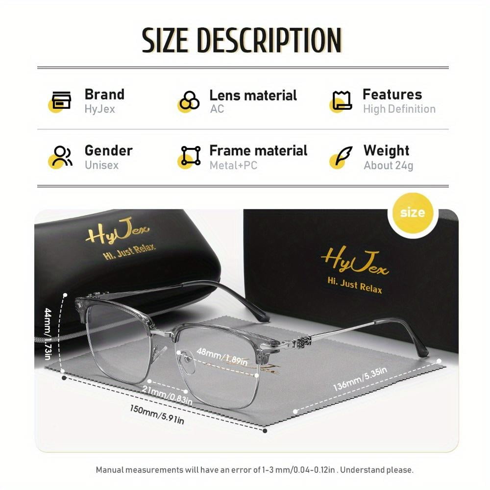 HyJex Unisex Retro Glasses Full Frame Plano Glasses Personalized Trend Half-frame Plano Glasses