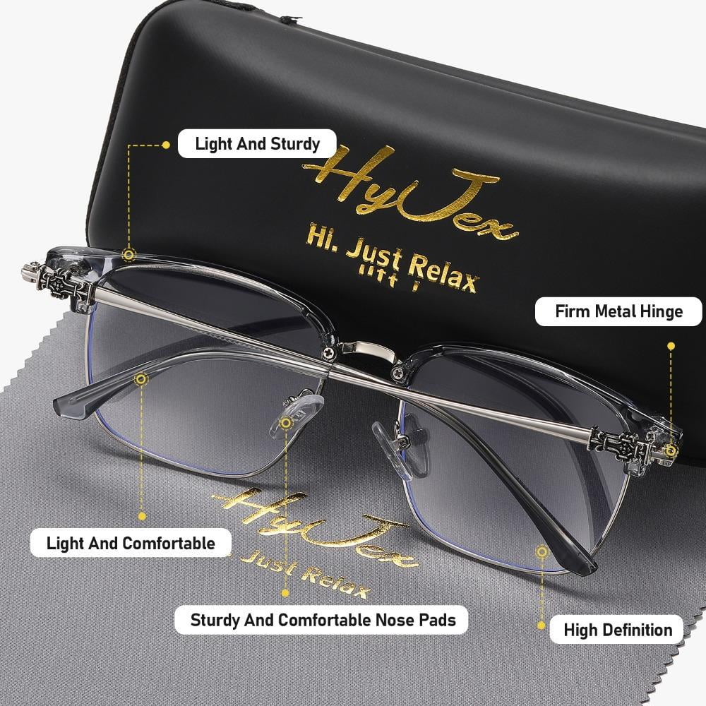 HyJex Unisex Retro Glasses Full Frame Plano Glasses Personalized Trend Half-frame Plano Glasses