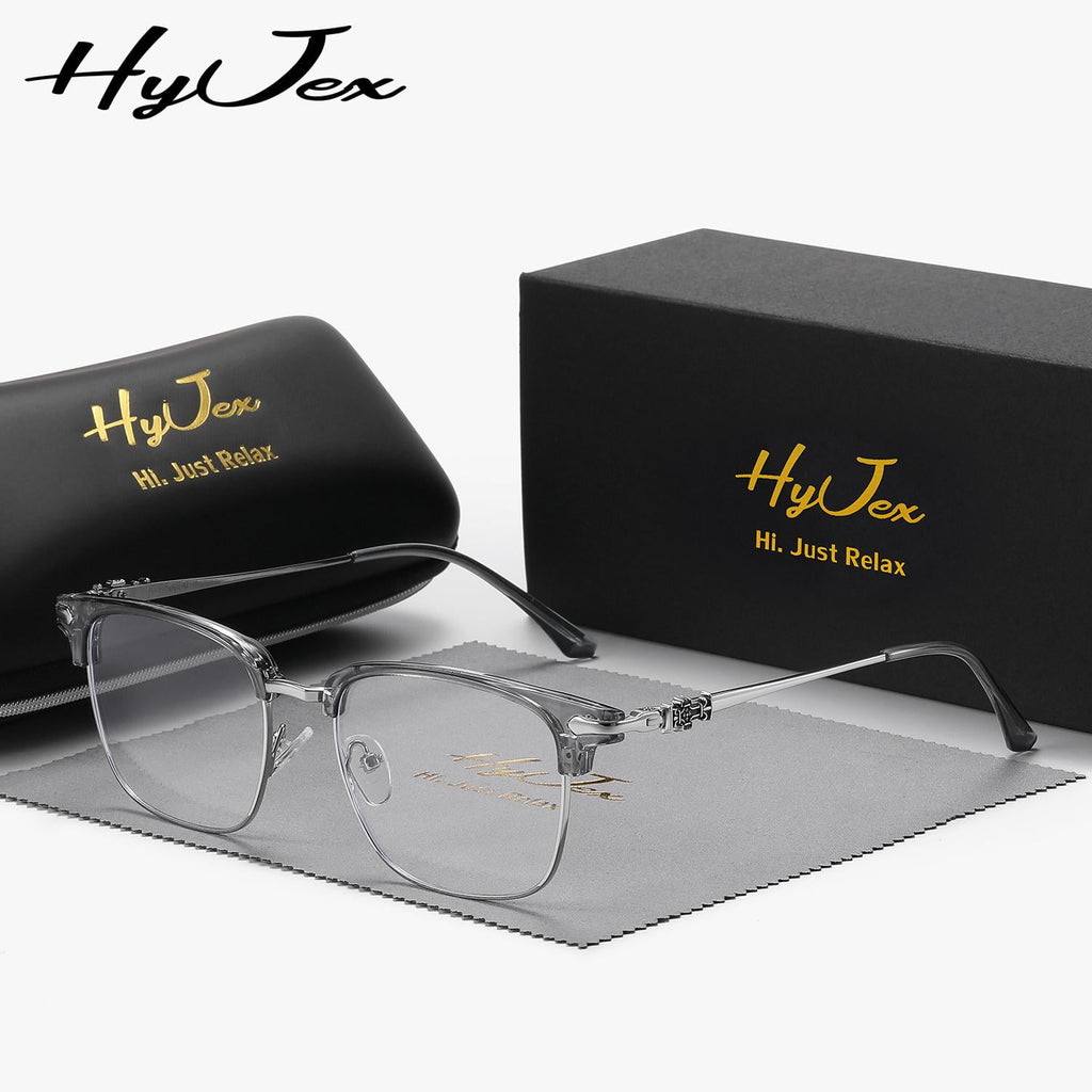 HyJex Unisex Retro Glasses Full Frame Plano Glasses Personalized Trend Half-frame Plano Glasses