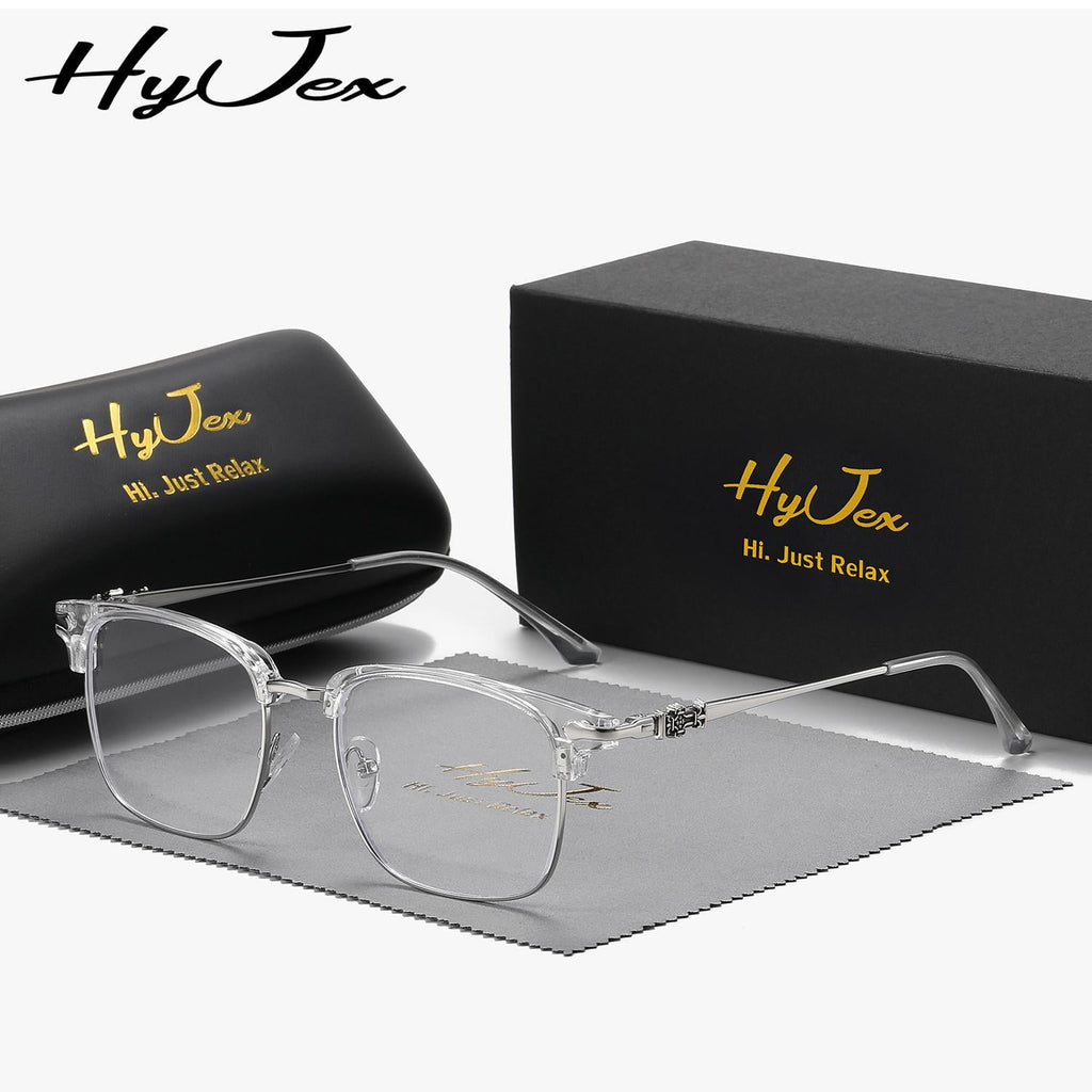 HyJex Unisex Retro Glasses Full Frame Plano Glasses Personalized Trend Half-frame Plano Glasses