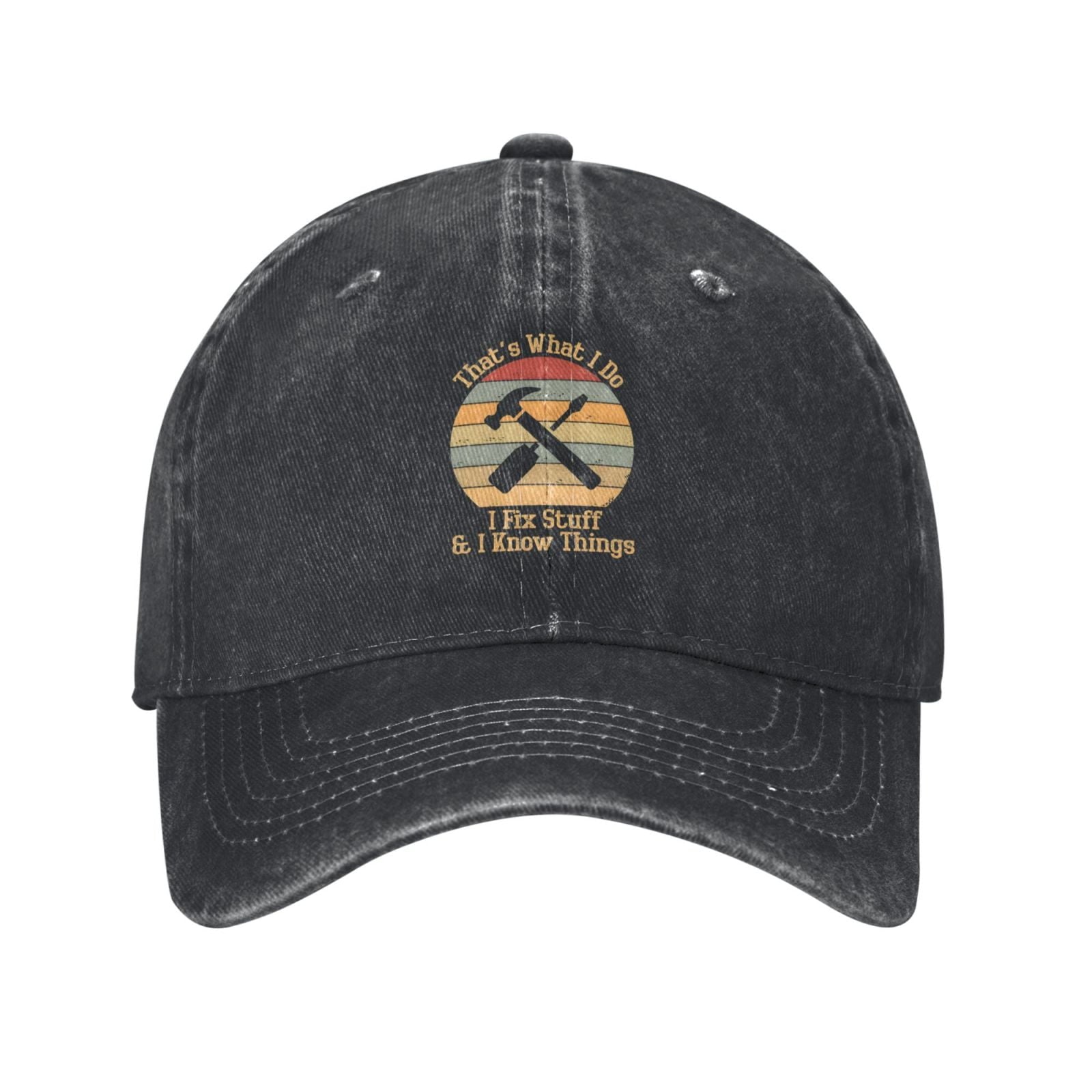 That's What I Do I Fix Stuff And I Know Things 1 Baseball Cap Vintage Soft Washed Denim,Golf Dad Hat Adjustable Trucker Hats for Men Women Unisex Adult,Gray