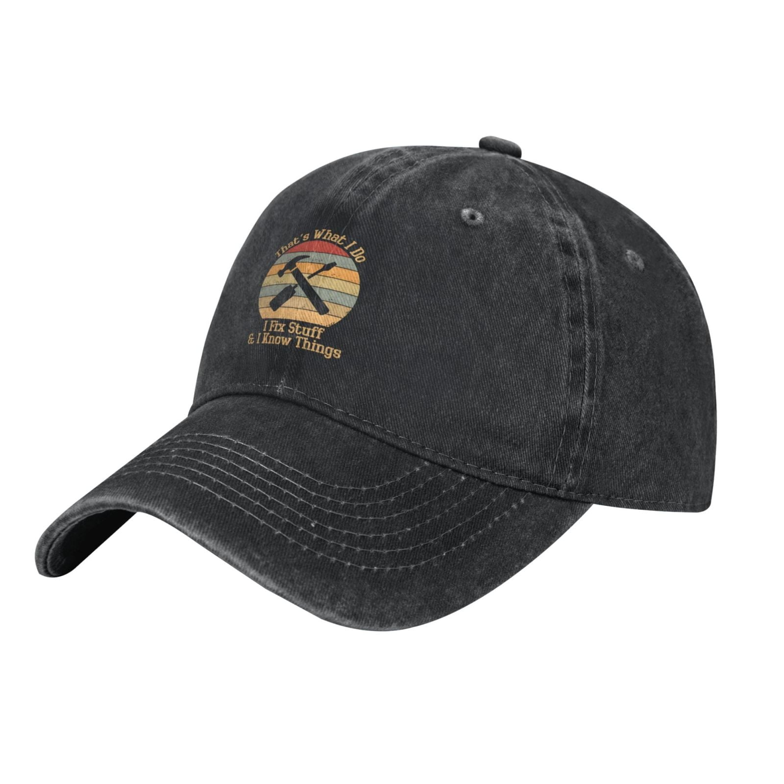 That's What I Do I Fix Stuff And I Know Things 1 Baseball Cap Vintage Soft Washed Denim,Golf Dad Hat Adjustable Trucker Hats for Men Women Unisex Adult,Gray
