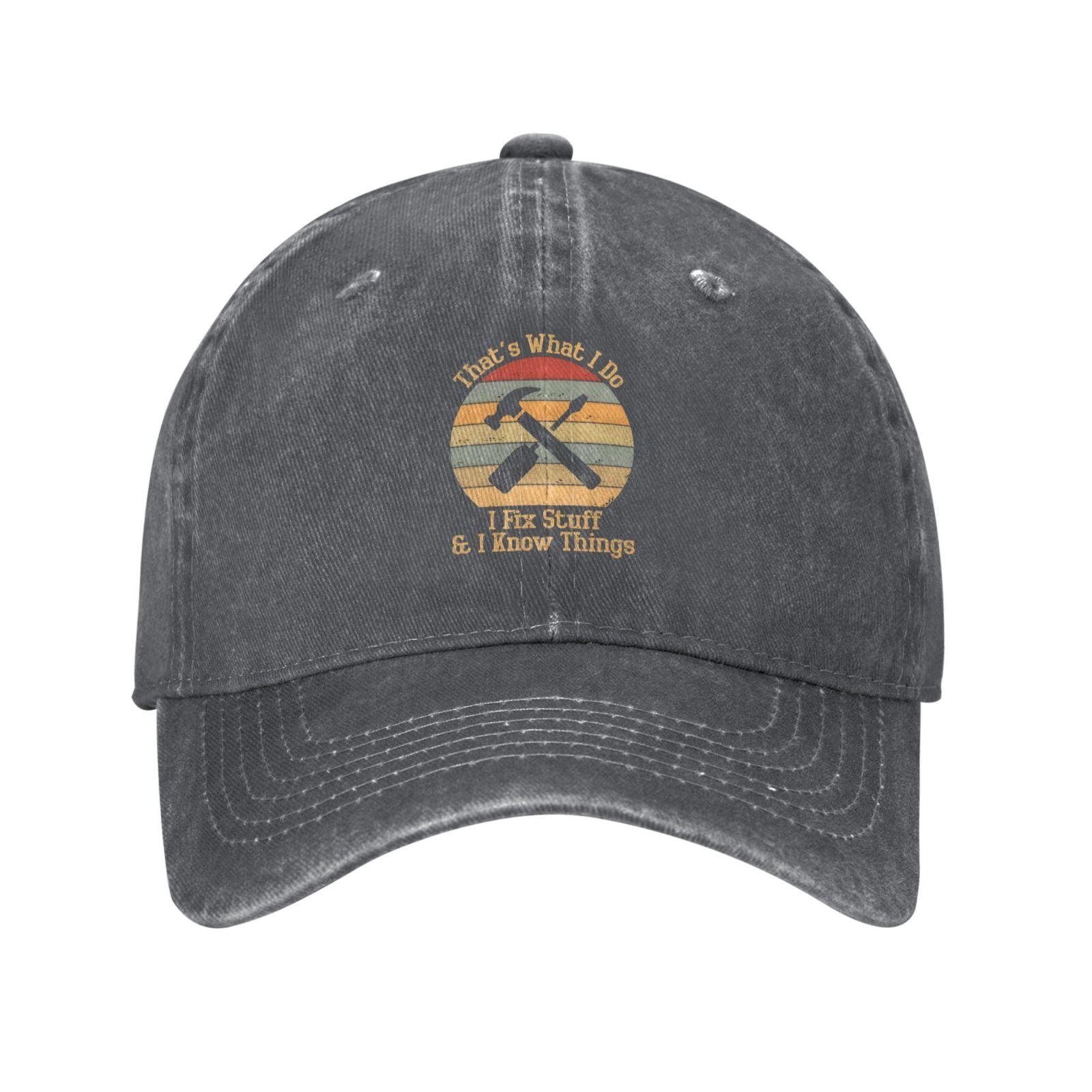 That's What I Do I Fix Stuff And I Know Things 1 Baseball Cap Vintage Soft Washed Denim,Golf Dad Hat Adjustable Trucker Hats for Men Women Unisex Adult,Gray