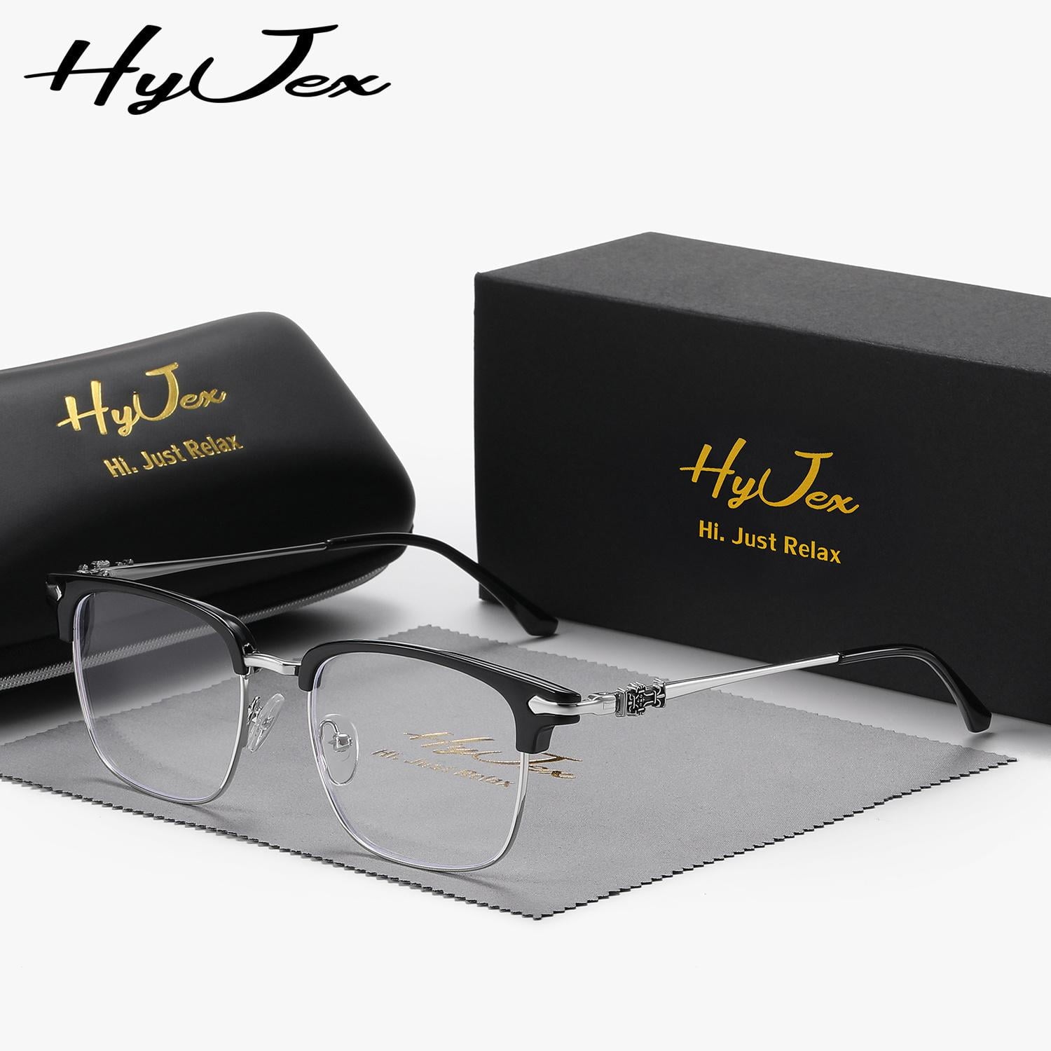 HyJex Unisex Retro Glasses Full Frame Plano Glasses Personalized Trend Half-frame Plano Glasses