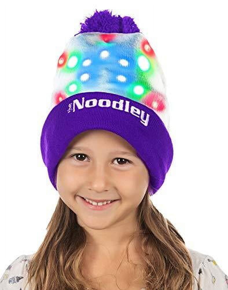 The Noodley LED Beanie with Pom Light Up Toys Halloween Hats for Girls Stocking Stuffers (Pink, One Size)