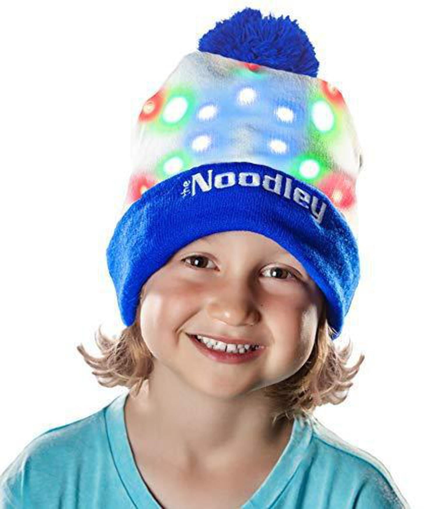 The Noodley LED Beanie with Pom Light Up Toys Halloween Hats for Girls Stocking Stuffers (Pink, One Size)